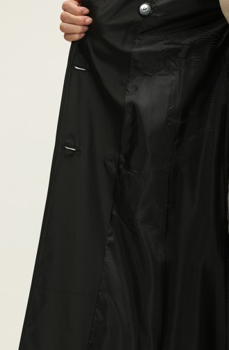 Two-Tone Lined Women`s Trench Coat Black 6871.SİYAH