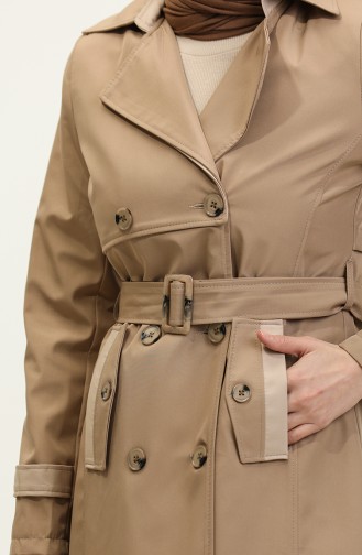 Zweifarbig Gefütterter Damen-Trenchcoat Nerz 6871.VİZON