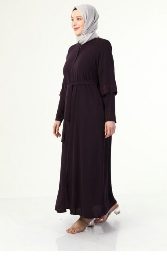 Stoned Sleeve Sommer Plus Size Abaya Khaki 6018.Haki