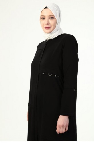 Grote Maat Abaya Met D-gesp Marineblauw 6021.Lacivert