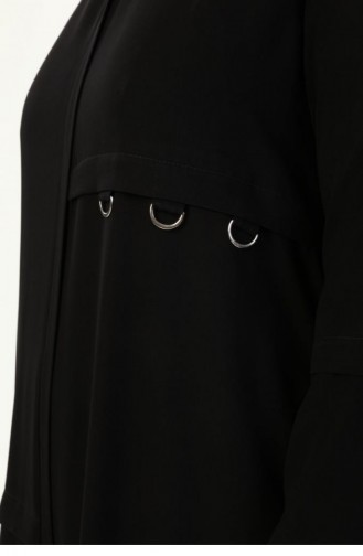 Grote Maat Abaya Met D-gesp Marineblauw 6021.Lacivert