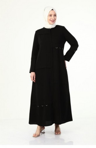 Abaya Grande Taille Avec Boucle En D Bleu Marine 6021.Lacivert