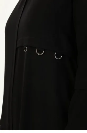 Plus Size Abaya With D Buckle Plum 6021.Mürdüm