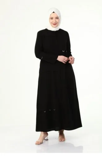Plus Size Abaya With D Buckle Plum 6021.Mürdüm