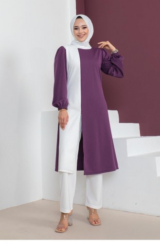 2057Mg Costume Hijab Coloré Violet 5795