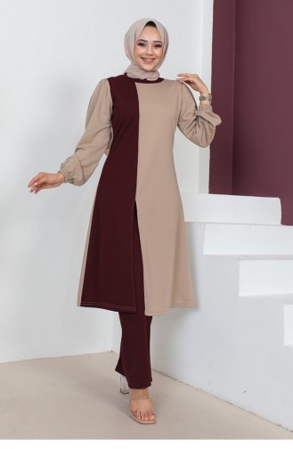 2057Mg Colorful Hijab Suit Mink 5796