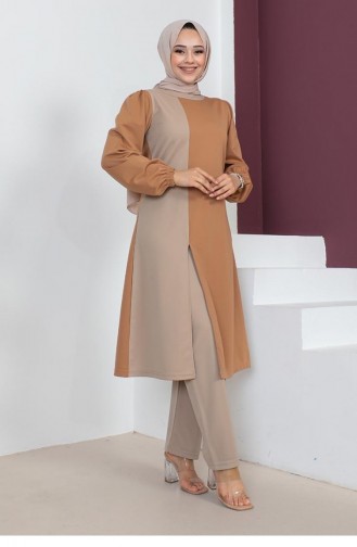 2057Mg Ensemble Hijab Coloré Tan 5797