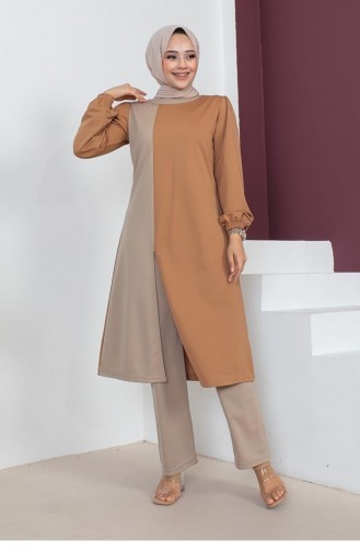 2057Mg Ensemble Hijab Coloré Tan 5797