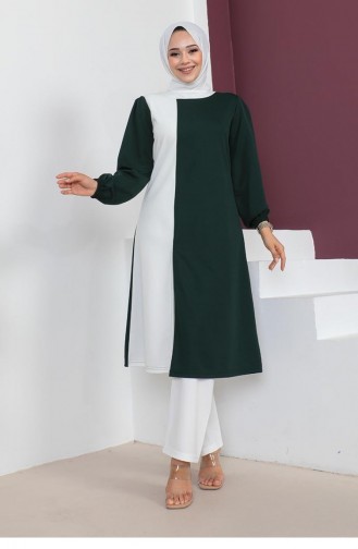 2057Mg بدلة حجاب ملونة باللون الأخضر الزمردي 5800