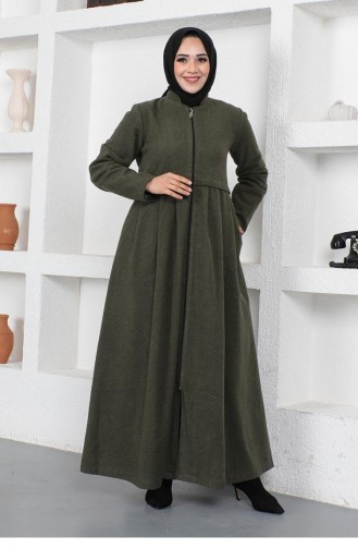 0024Sgs Hijab-Mütze Mit Plissee-Stempel Khaki 5830
