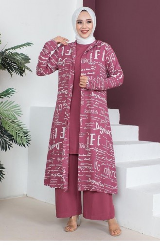 0307Sgs Geschriebenes 3-teiliges Hijab-Set Getrocknete Rose 5846