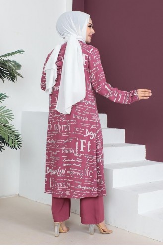 0307Sgs Geschriebenes 3-teiliges Hijab-Set Getrocknete Rose 5846