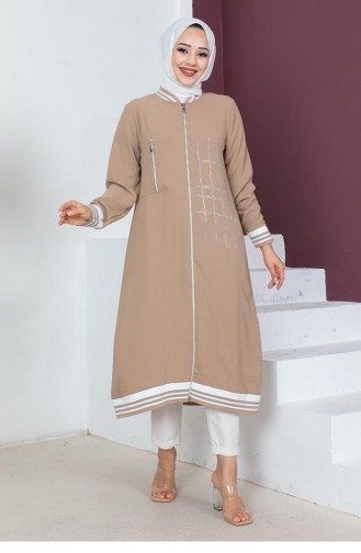 Gerippter Hijab-Mantel 0051-04 Nerz 0051-04