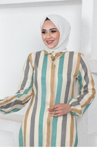 0161Sgs Gestreifte Hijab-Mütze Smaragdgrün 5913