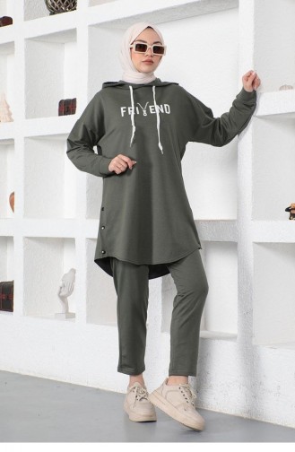 Bedruckter Hijab-Anzug 2014-01 Khaki 2014-01