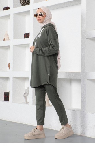 بدلة حجاب مُطبعة 2014-01 لون كاكي 2014-01