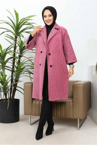 0061Mp Buttoned Cashmere Coat Dusty Rose 5922