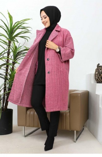 0061Mp Buttoned Cashmere Coat Dusty Rose 5922