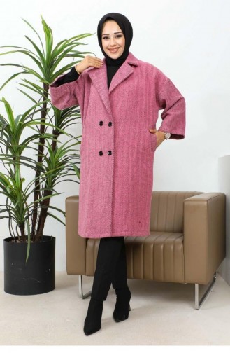 0061Mp Buttoned Cashmere Coat Dusty Rose 5922