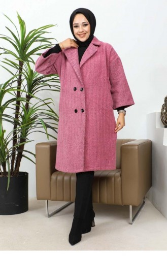 0061Mp Buttoned Cashmere Coat Dusty Rose 5922