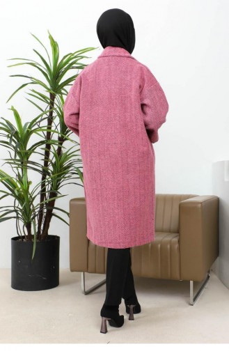 0061Mp Buttoned Cashmere Coat Dusty Rose 5922