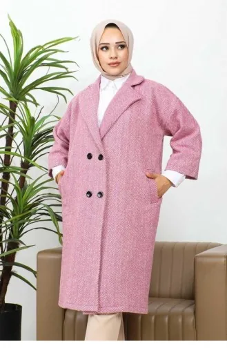 0061Mp Buttoned Stitched Coat Powder 5923