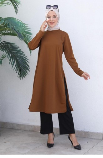 0328Sgs Knotendetailliertes Hijab-Set Braun 5930