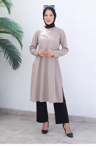 0328Sgs Knoop Gedetailleerd Hijabpak Mink 5931