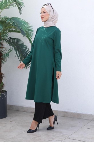 0328Sgs Knot Detailed Hijab Suit Emerald Green 5932