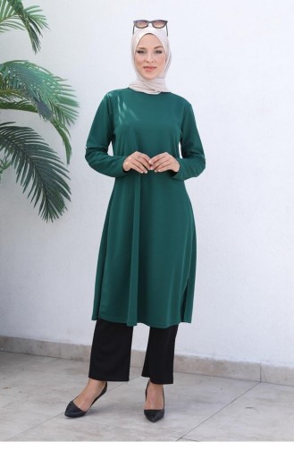 0328Sgs Gedetailleerd Hijabpak Met Knoop Smaragdgroen 5932