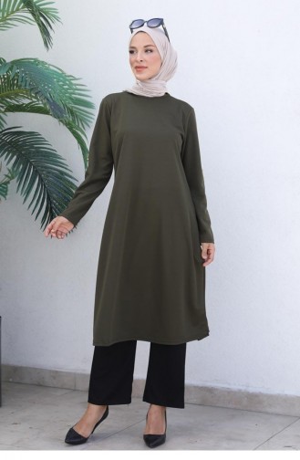 0328Sgs Gedetailleerd Hijab-pak Met Knoop Kaki 5934