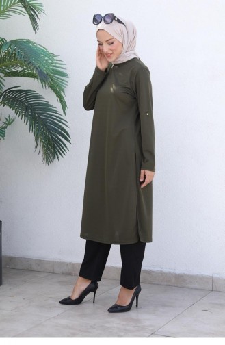 0328Sgs Hijab-Anzug Mit Knotendetail Khaki 5934