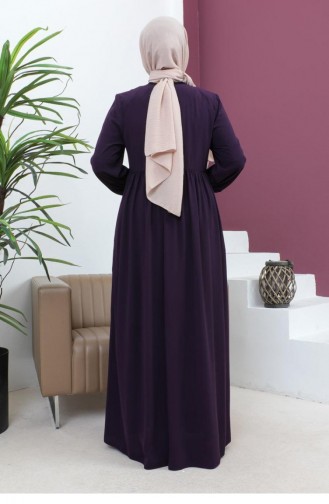 6129Smr Beaded Embroidered Abaya Purple 5943