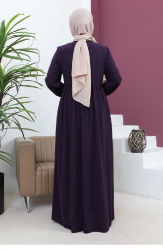 6129Smr Abaya Mit Perlenstickerei Lila 5943