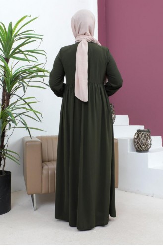 6129Smr Beaded Embroidered Abaya Khaki 5947