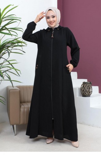 6119Smr Abaya Mit Stickerei Schwarz 5949