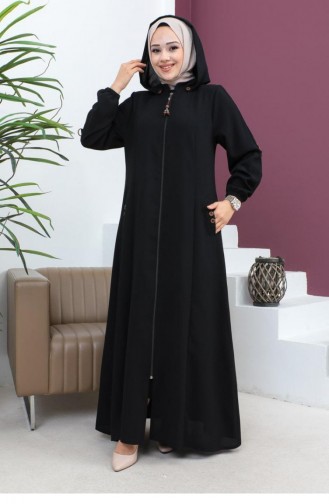 6119Smr Abaya Mit Stickerei Schwarz 5949