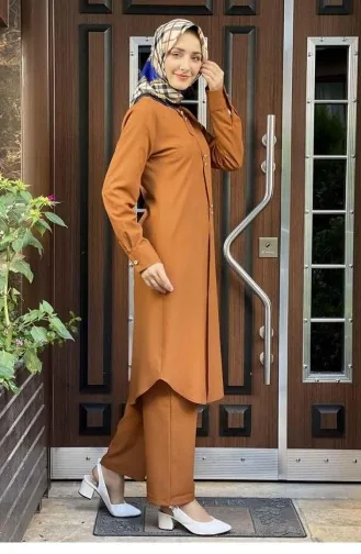 0309Sgs بدلة مزدوجة بأزرار تان 5975