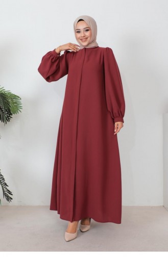 1078Mp Zippered Balloon Sleeve Abaya Tile 6186