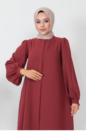 1078Mp Zippered Balloon Sleeve Abaya Tile 6186