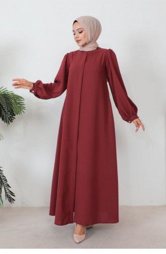 1078Mp Zippered Balloon Sleeve Abaya Tile 6186