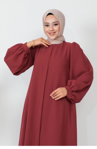 1078Mp Zippered Balloon Sleeve Abaya Tile 6186