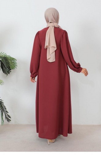 1078Mp Zippered Balloon Sleeve Abaya Tile 6186