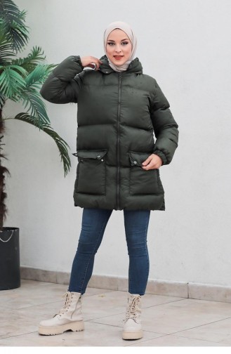 6053Smr Pufferjacke Mit Taschen Khaki 6269