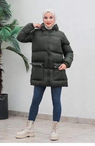 6053Smr Pocketed Puffer Jacket Khaki 6269