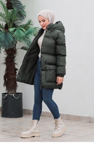 6053Smr Pocketed Puffer Jacket Khaki 6269