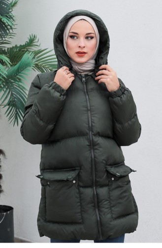 6053Smr Pocketed Puffer Jacket Khaki 6269