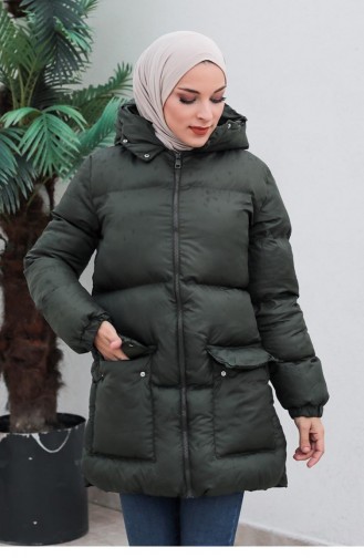 6053Smr Pocketed Puffer Jacket Khaki 6269