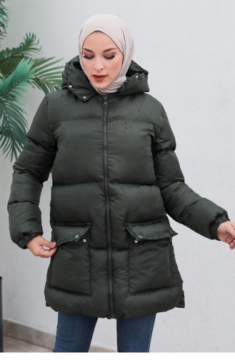 6053Smr Pocketed Puffer Jacket Khaki 6269