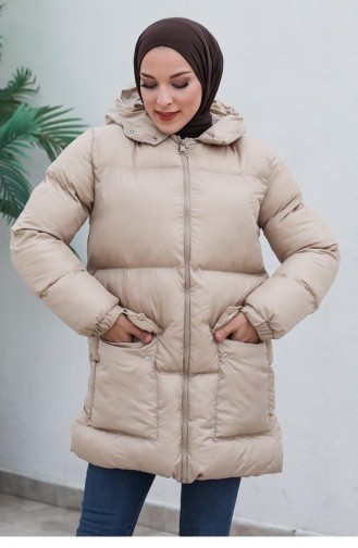 6053Smr Pocketed Puffer Jacket Beige 6270